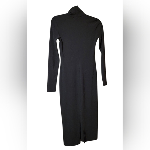 Kylie Paige Black Turtleneck Maxi Jersey Dress Slit In Back Size Small - Picture 2 of 5
